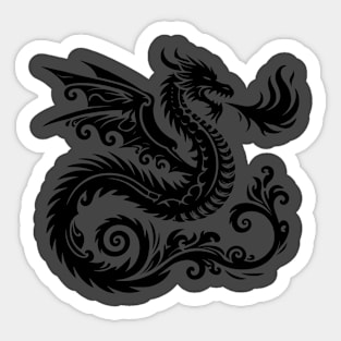 Mystical Black Dragon Tribal Art Fantasy Sticker